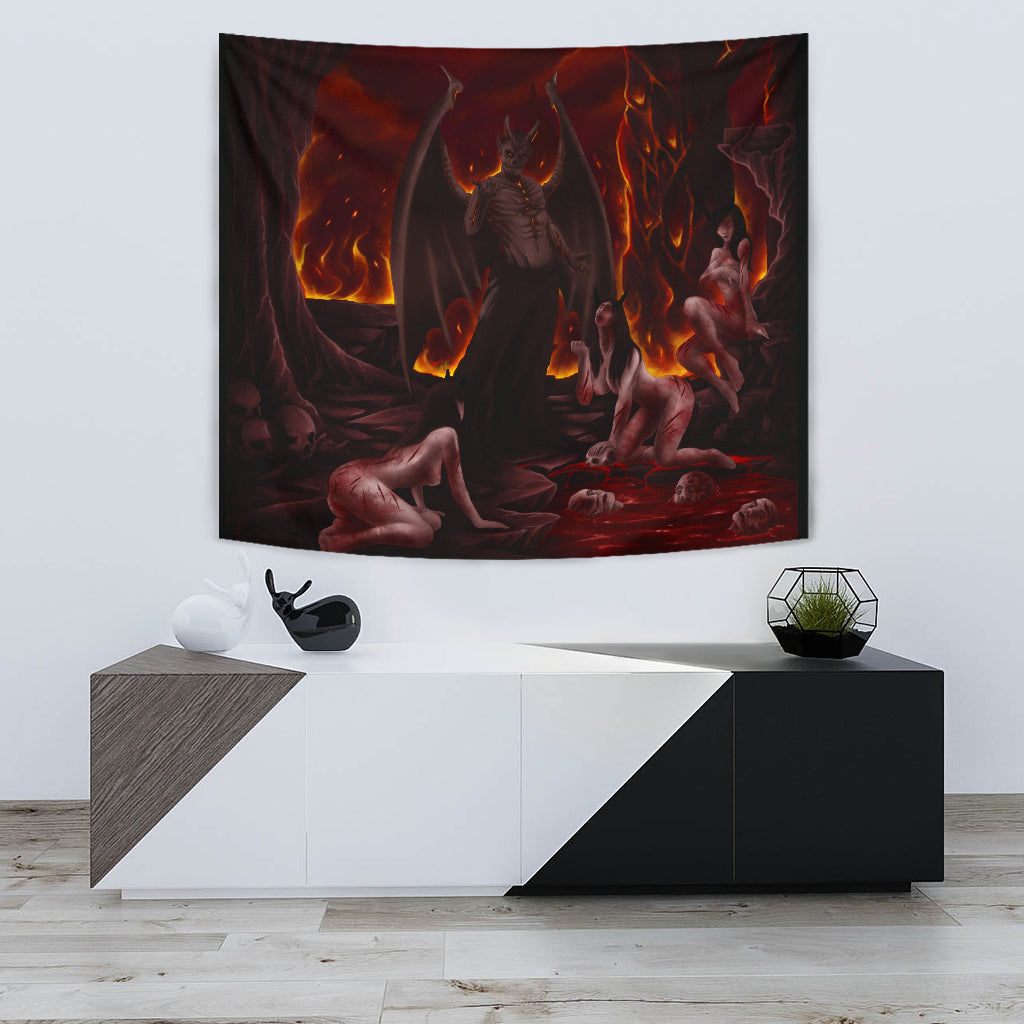 Domination In In Hell Caressed By The Whip Large Wall Decoration Tapestry