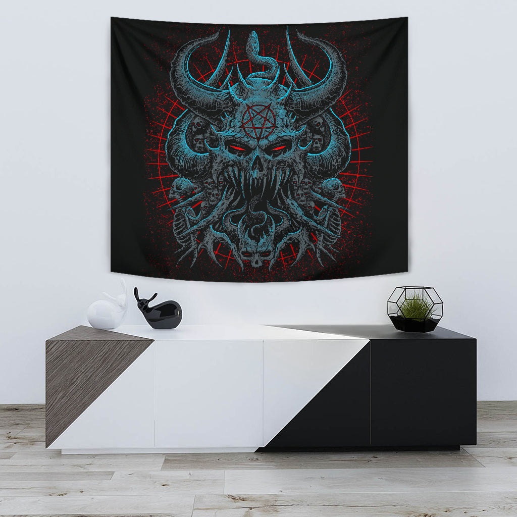 Skull Satanic Pentagram Evil As Hell Demon Serpent Large Wall Decoration Tapestry