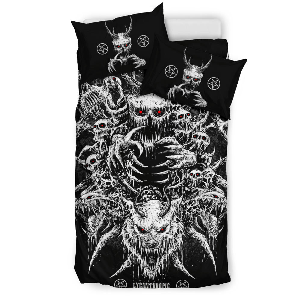 Skull Demon Wolf Inverted Pentagram Red Eye Demon pillow Version 3 piece Duvet Se