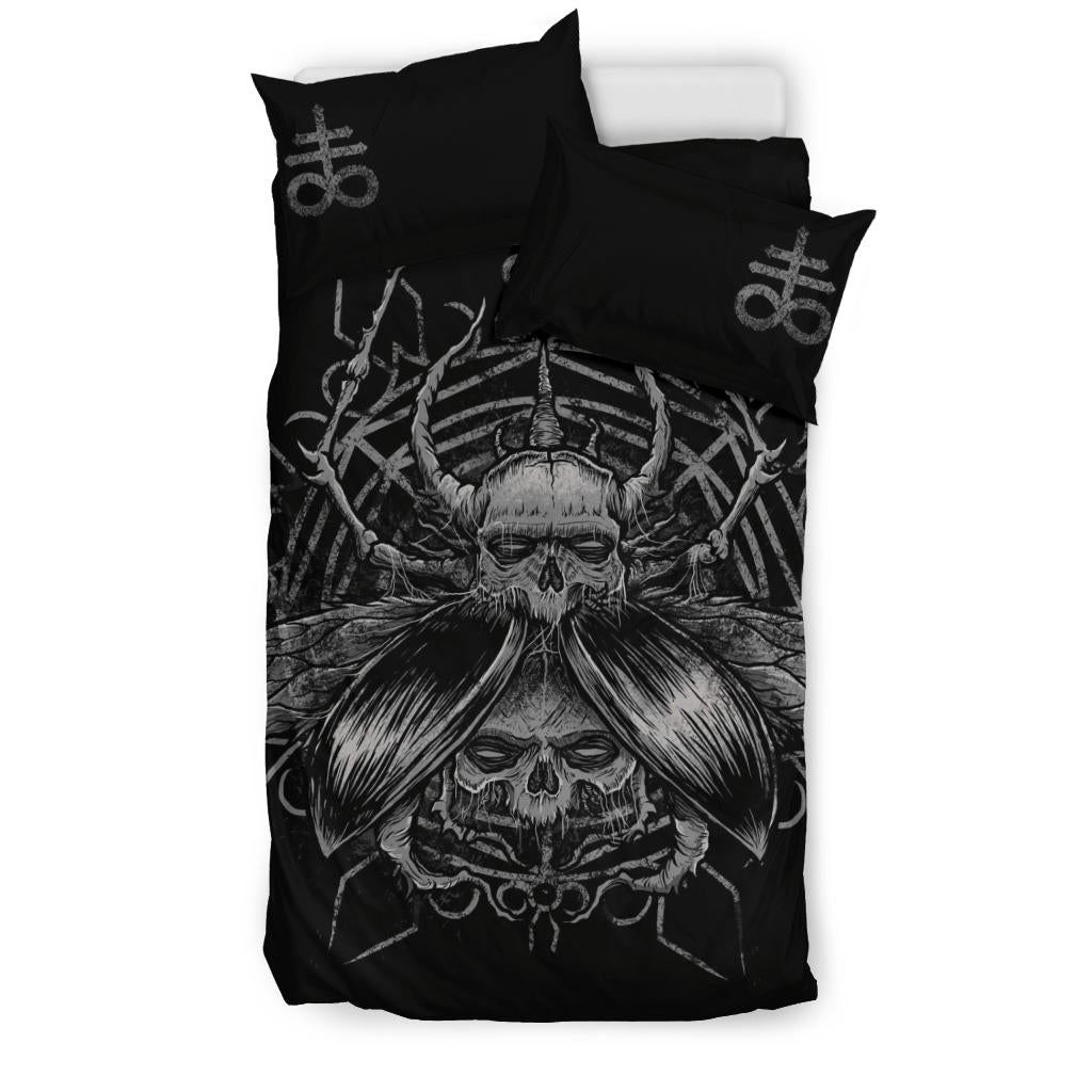 Skull Satanic Fly 3 Piece Duvet Set Dark Version