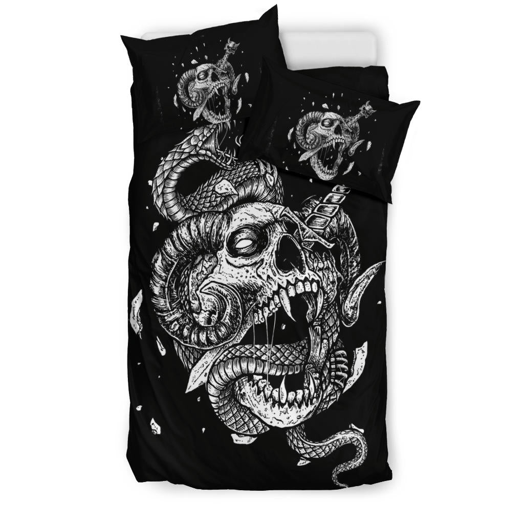 Skull Serpent Exploding Dagger Demon 3 Piece Duvet Set