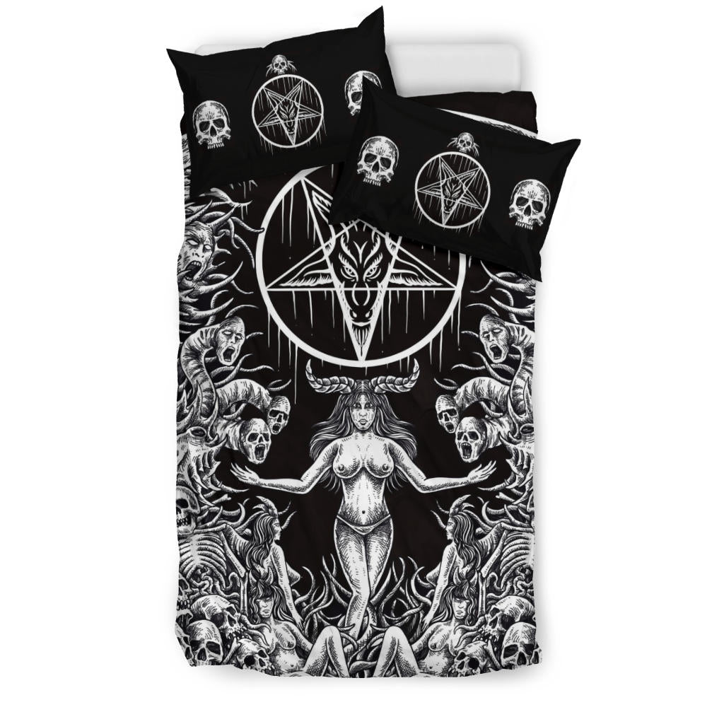 Skull Demon Satanic Pentagram Shrine 3 Piece Duvet Set