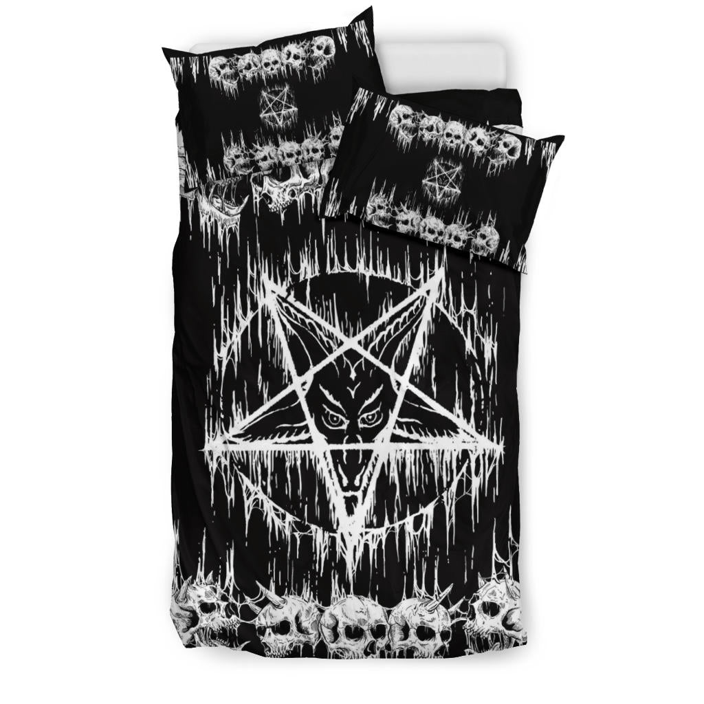 New! Skull Satanic Pentagram Drip 3 Piece Duvet Set