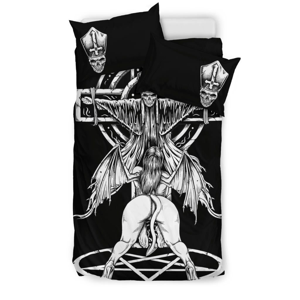 Skull Satanic Pentagram Demon Priest Crucified 3 Piece Duvet Set