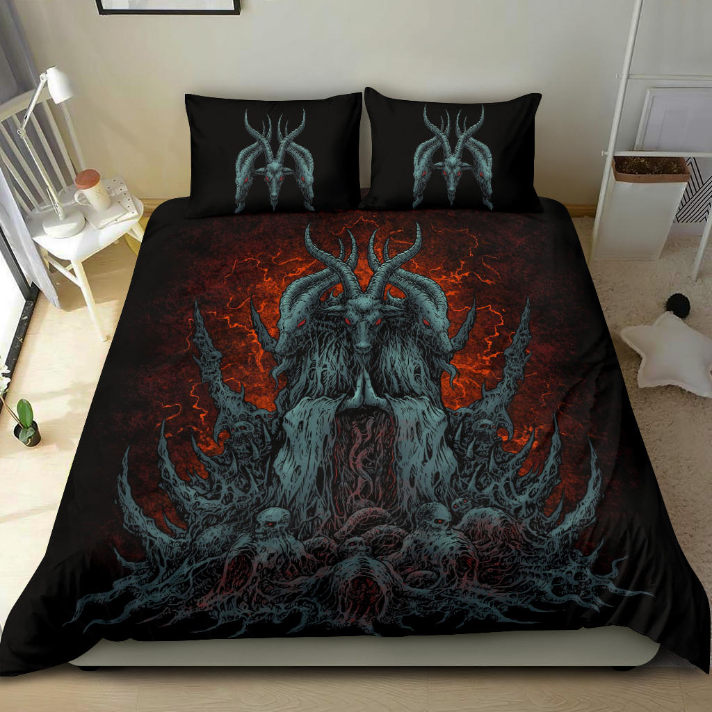 Skull Satanic Goat 3 Piece Duvet Set  Goat Pillow Cover Version