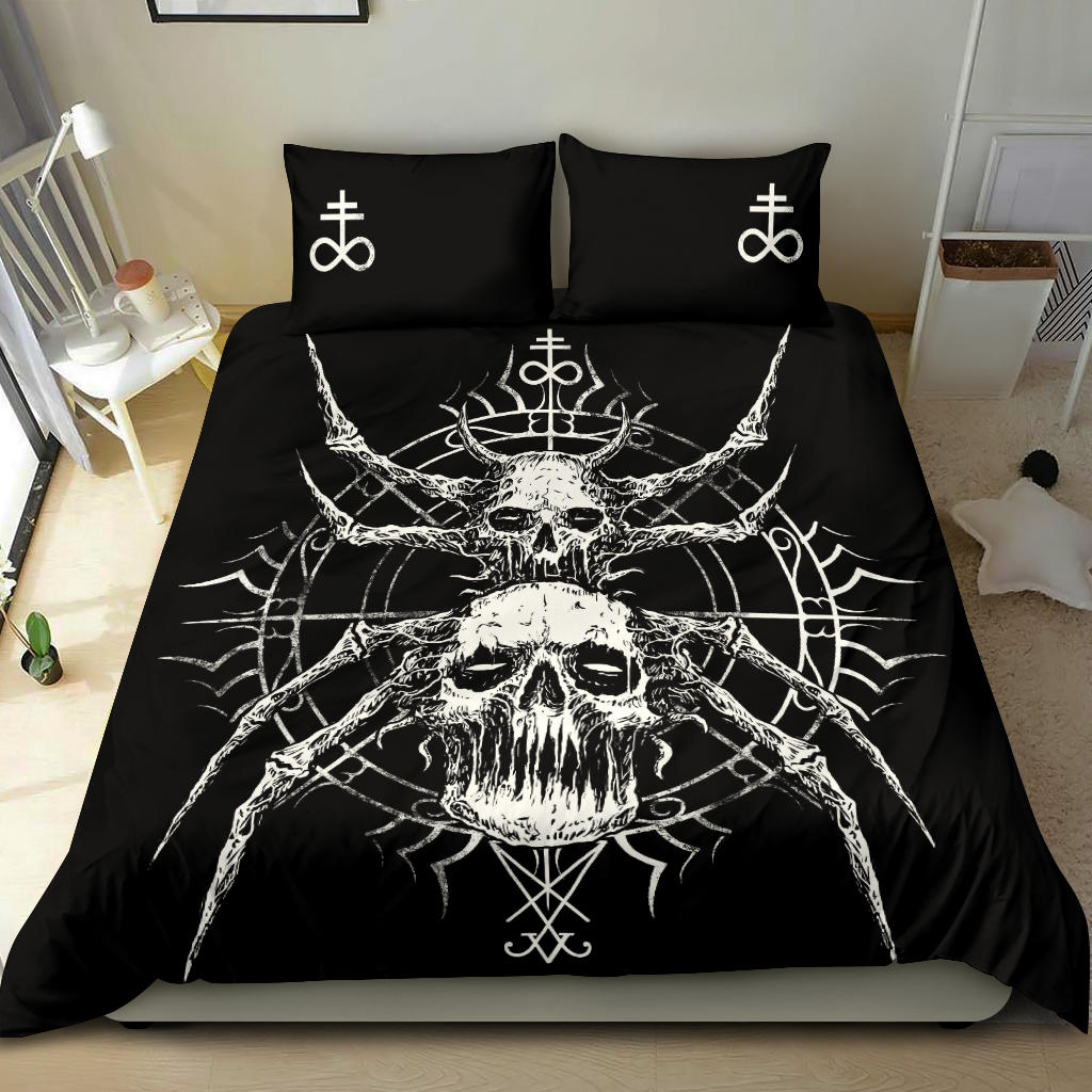 Skull Satanic Goth Spider 3 Piece Duvet Set