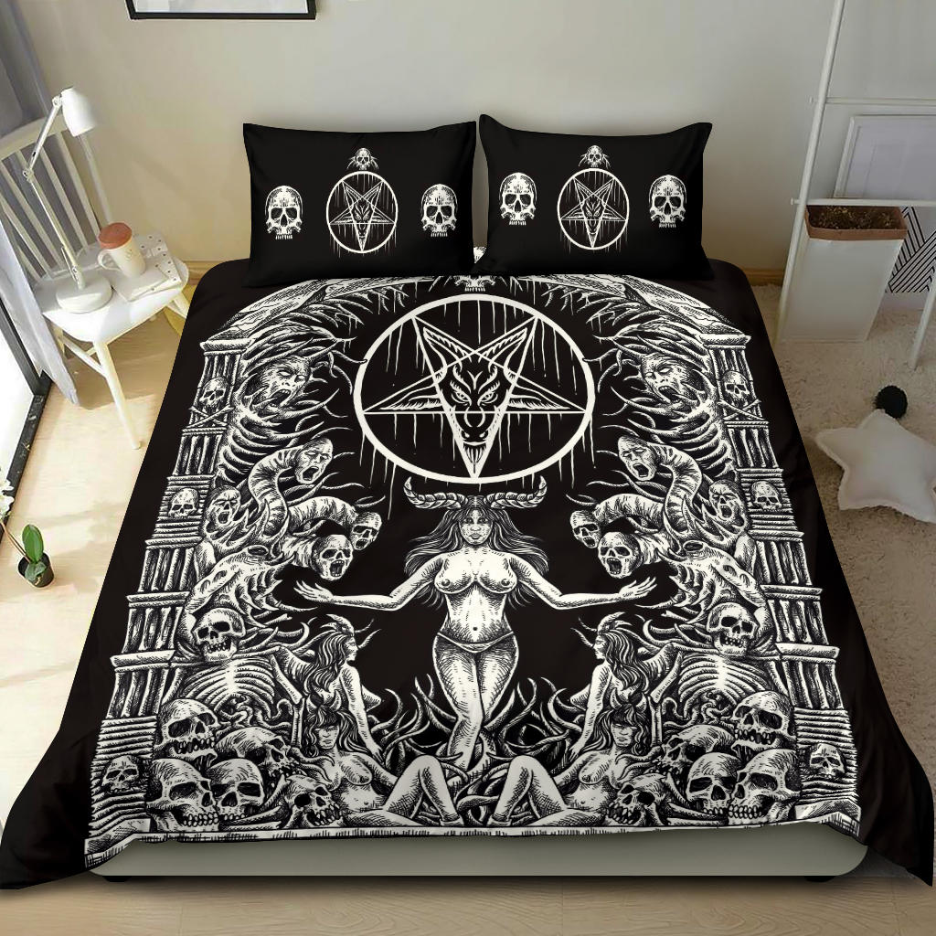 Skull Demon Satanic Pentagram Shrine 3 Piece Duvet Set