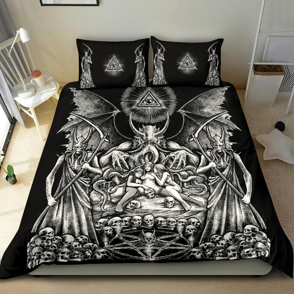 Skull Demon Satanic Pentagram Candle 3 Piece Duvet Set