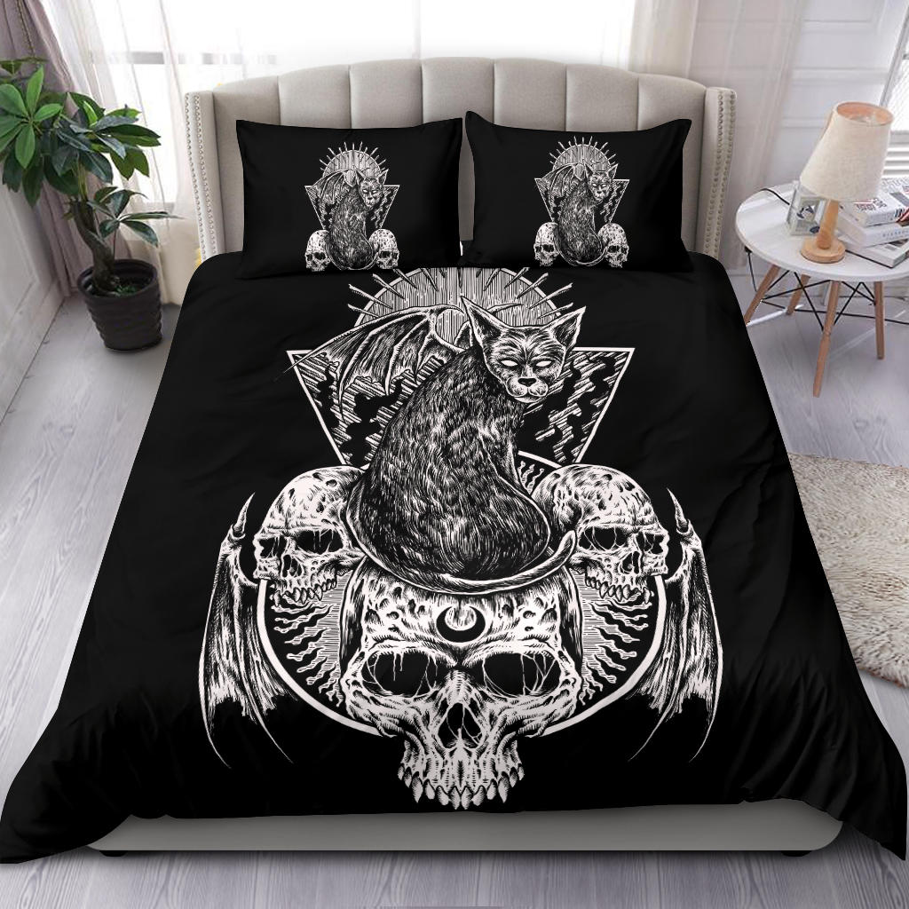 Skull Gothic Cat 3 Piece Duvet Version # 2