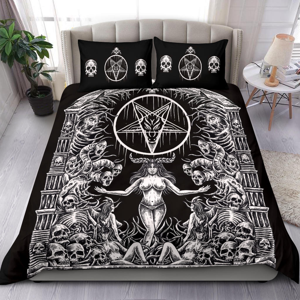 Skull Demon Satanic Pentagram Shrine 3 Piece Duvet Set