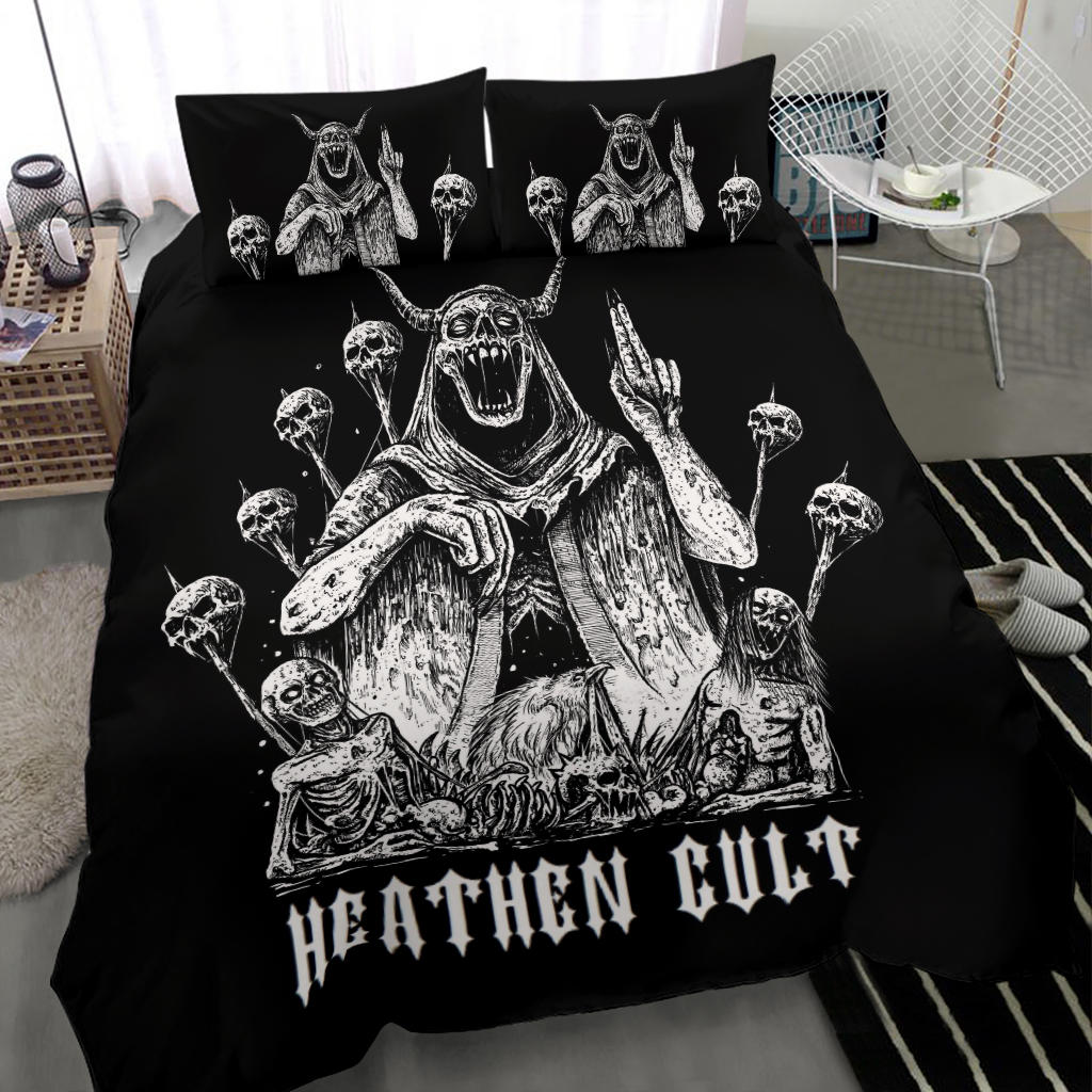 Satanic Skull Demon God Impaled Skulls 3 Piece Duvet Set