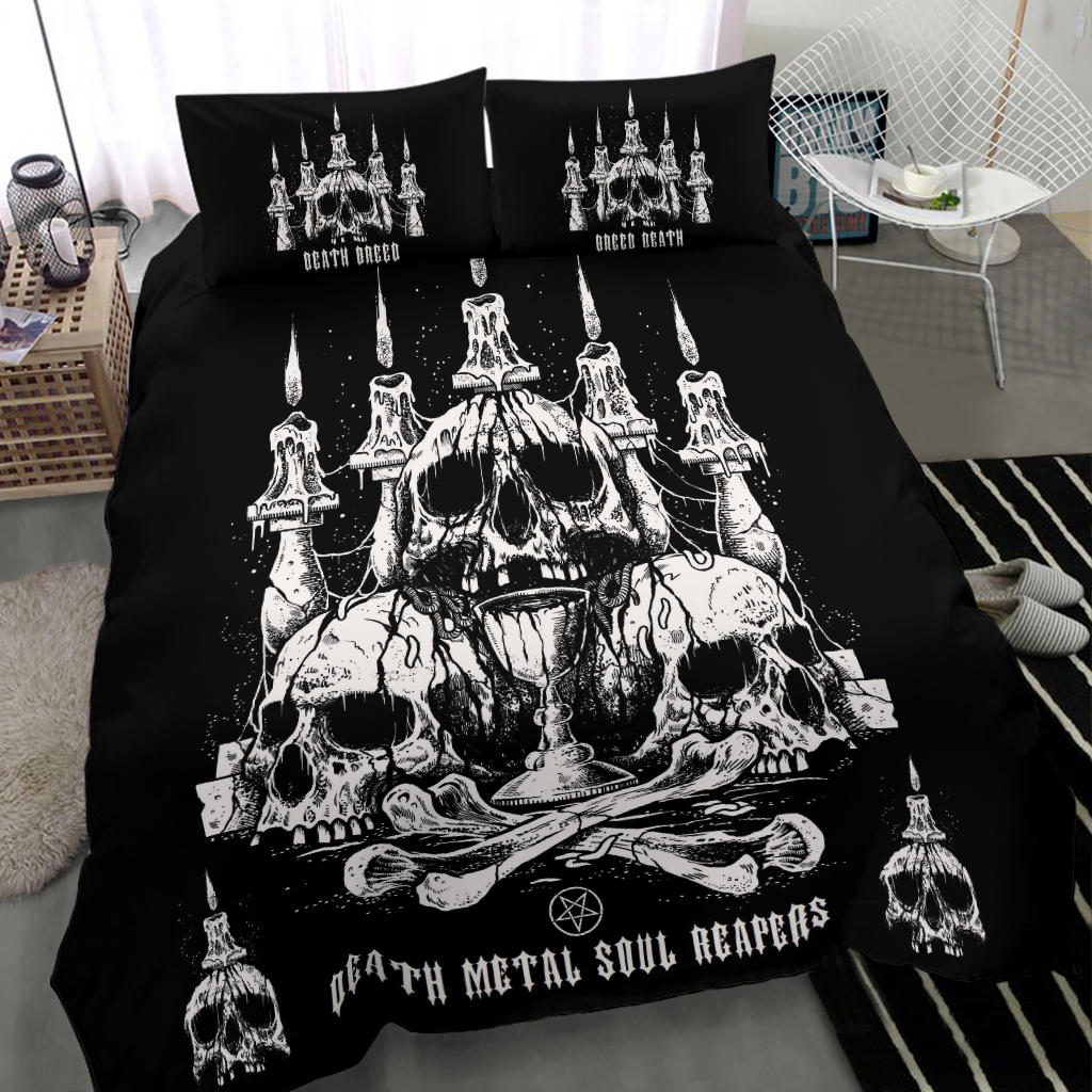 Skull Satanic Altar Inverted Pentagram Death Metal Death Breed 3 Piece Duvet Set
