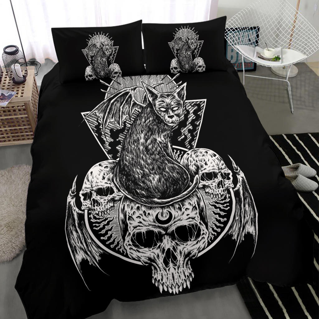 Skull Gothic Cat 3 Piece Duvet Version # 2