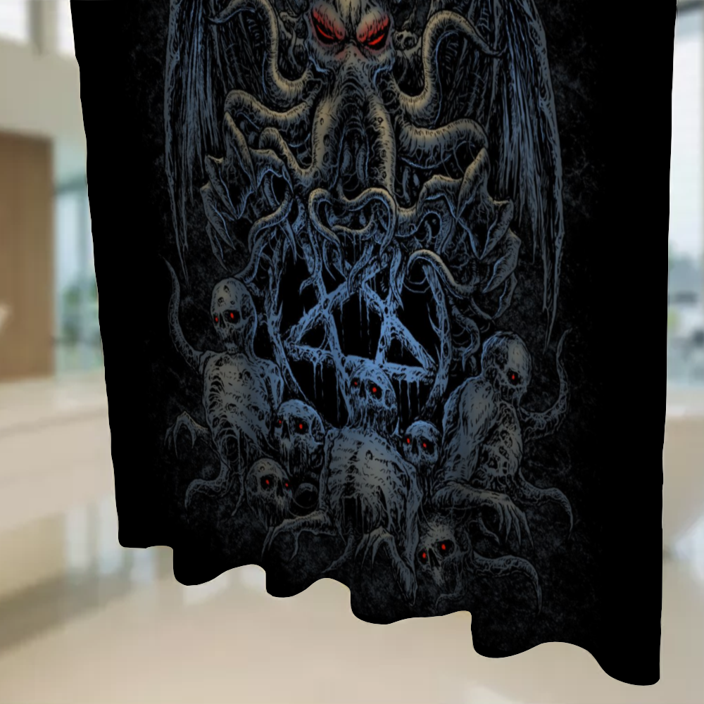 Skull Demon Octopus Awesome Night Blue Shower Curtain 71" x 69"