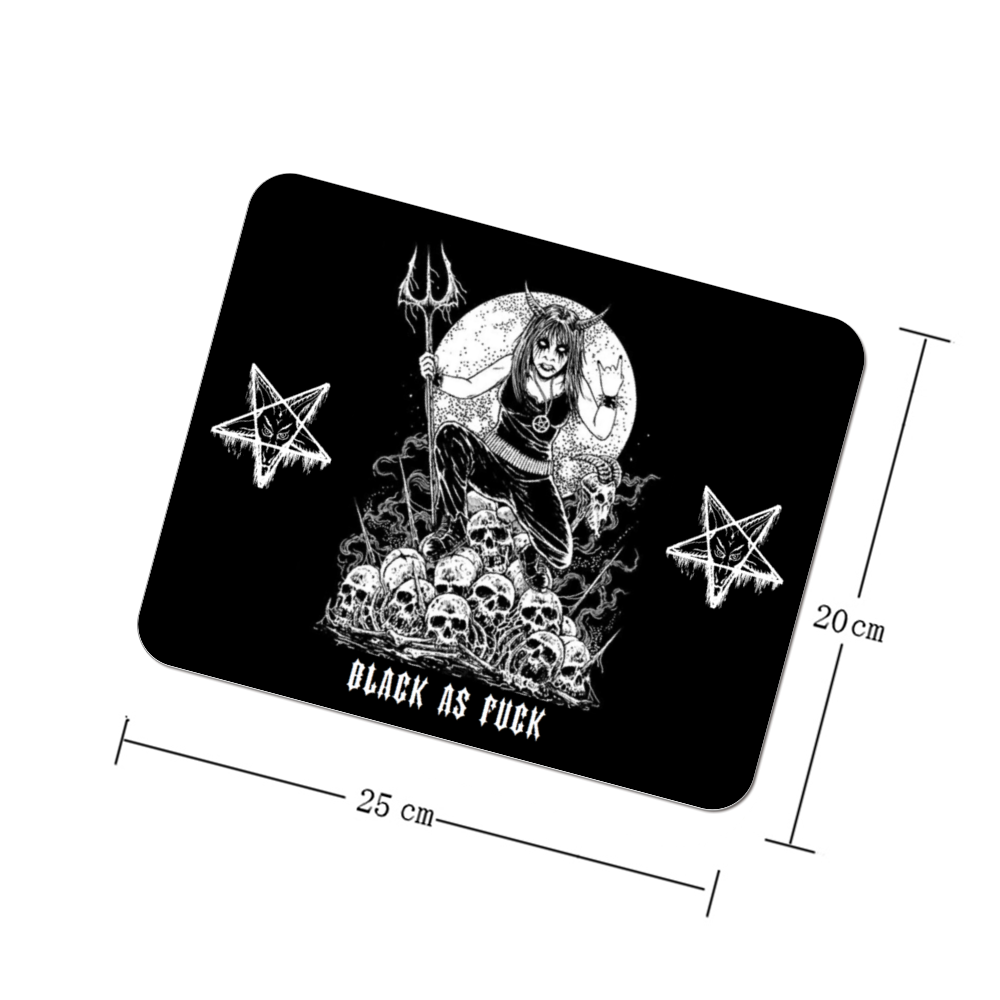 Black Metal Demon Girl Square Mouse Pad Non-Slip Base 7.9"X9.8"