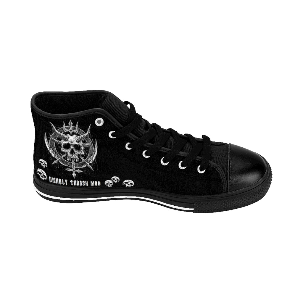 Horned Skull Inverted Cross Knife Unholy Thrash Mob Mens High Tops