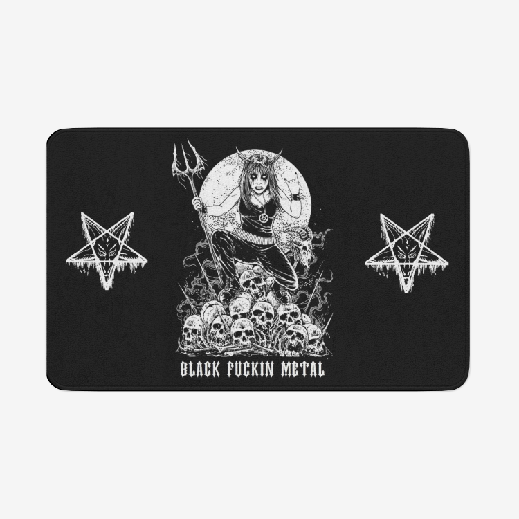 Black Metal Demon Demon Girl Microfiber Chevron Non-Slip Soft Kitchen Mat Bath Rug Doormat
