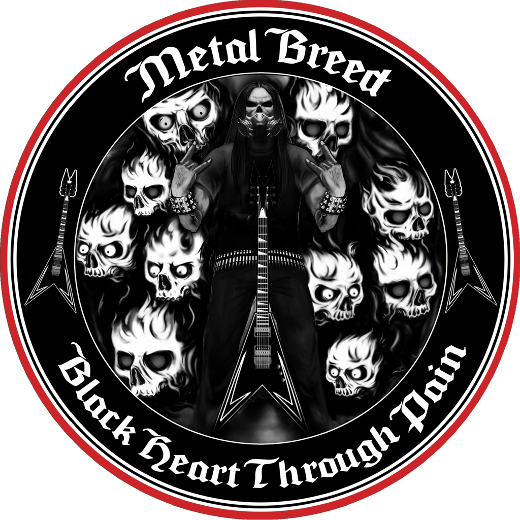 Black Heart Through Pain Black Leather Black Link White Leather Black Metal Mesh