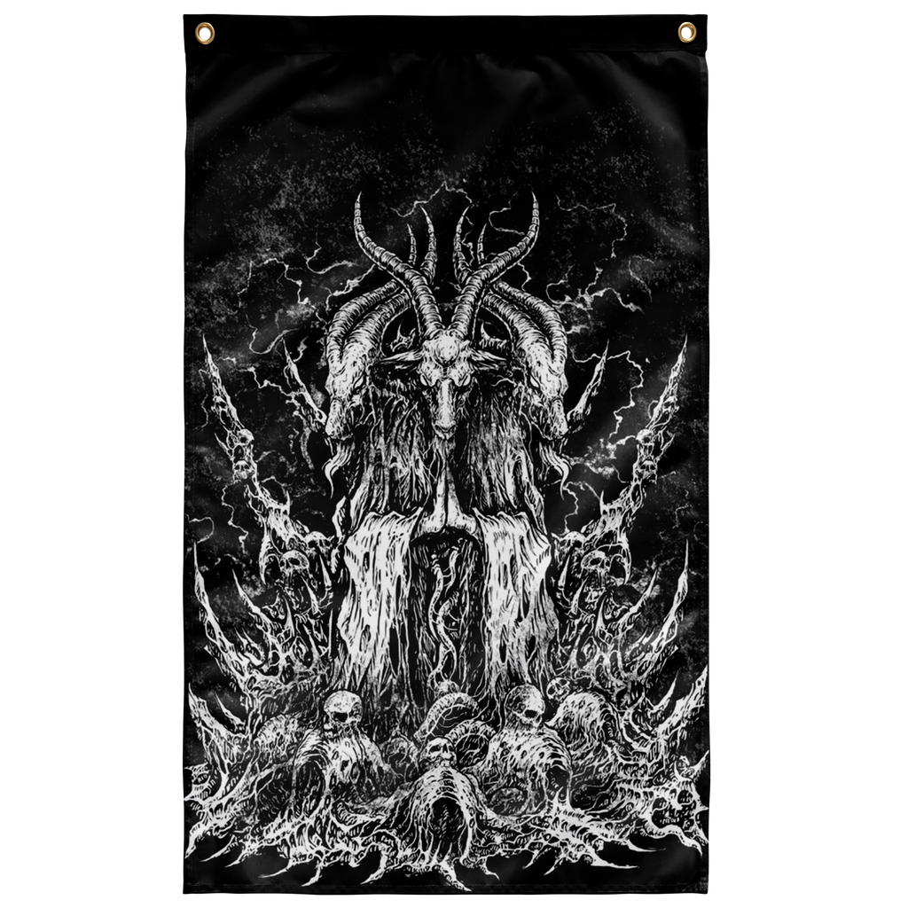 Skull Skeleton Satanic Goat Wall Flag Original Version