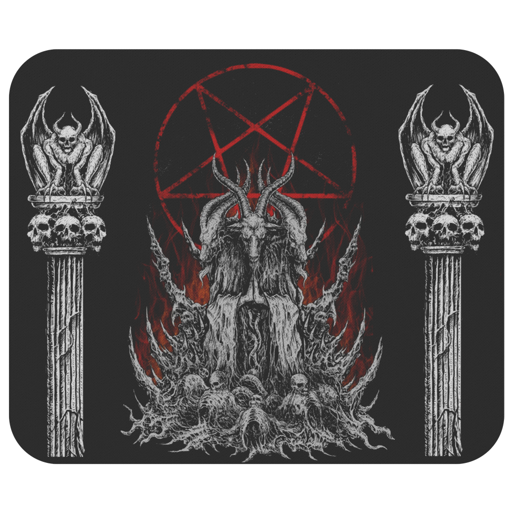 Skull Satanic Goat Satanic Pentagram Flame Mousepad