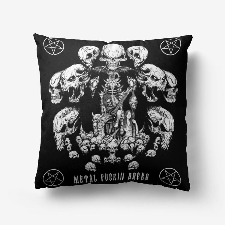 Skull Guitar Inverted Pentagram Thrash Metal Death Metal Heavy Metal Music Throne Hypoallergenic Throw Pillow