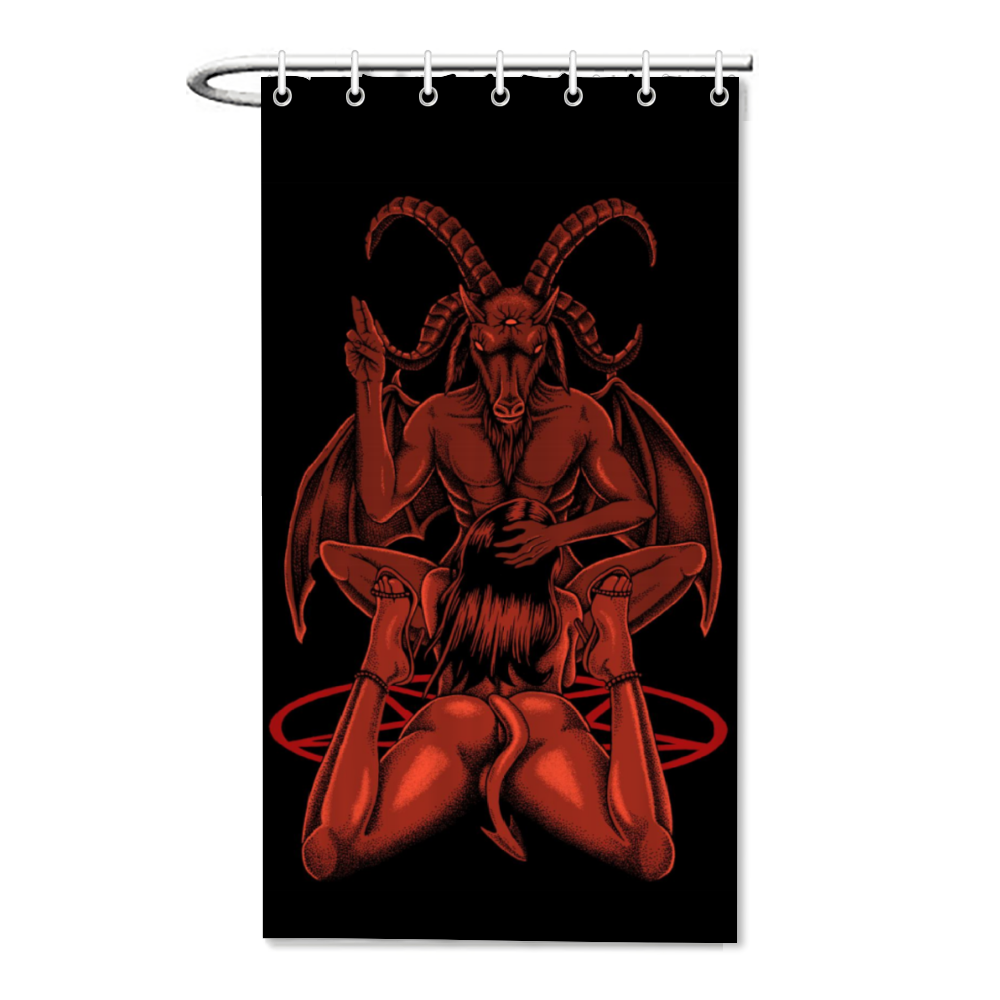 Satanic Pentagram Satanic Goat Lust God Bachelor Size Shower Curtain 35.4" x 71" Color Version
