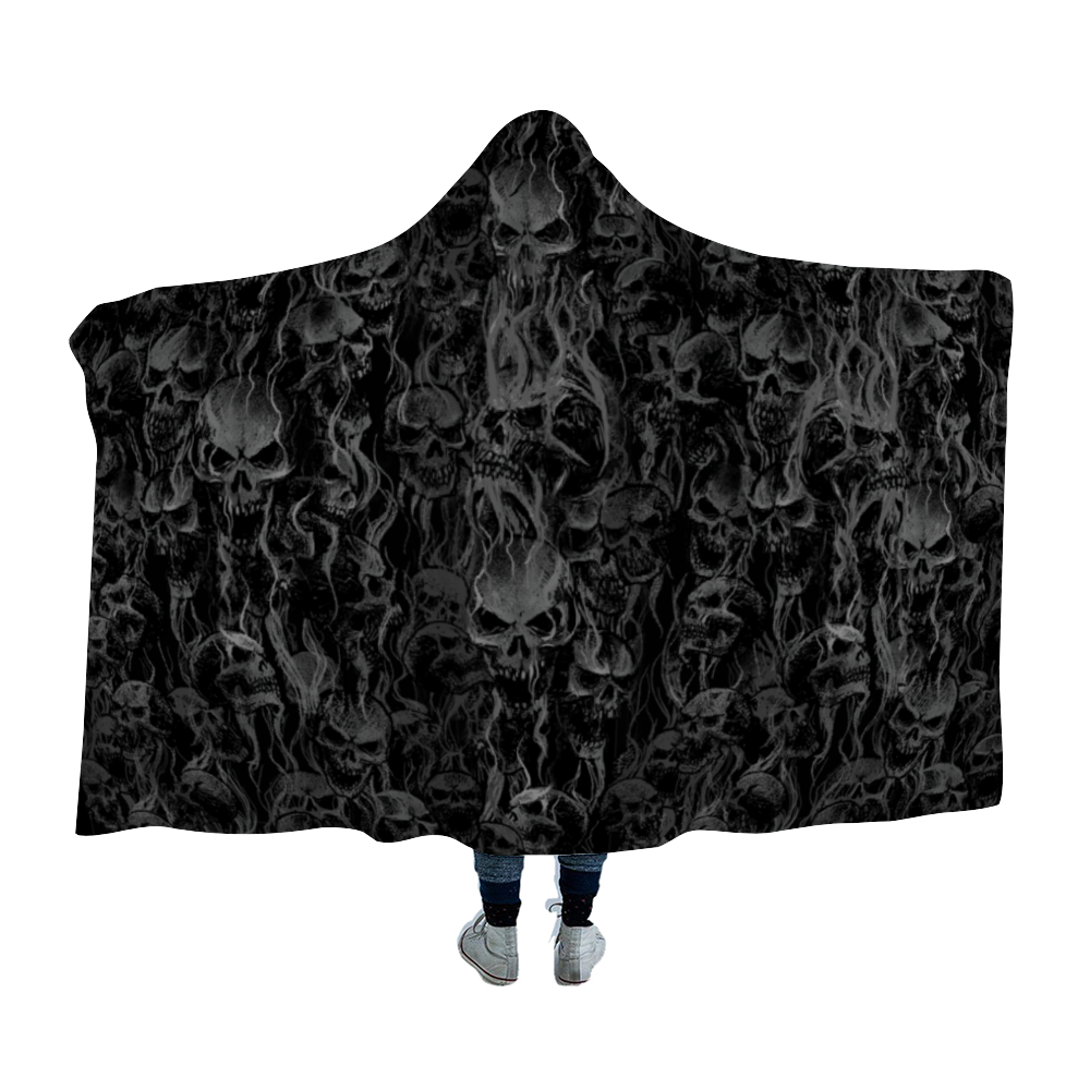Smoke Skull Cloak Hooded Blanket