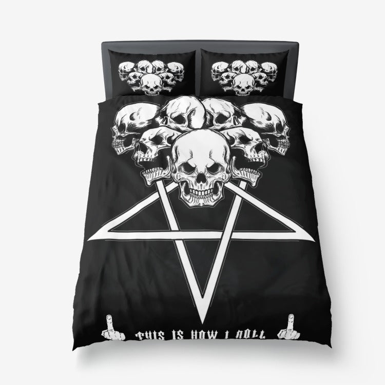 Satanic Skull Inverted Pentagram Death Metal Thrash Metal Black Metal Style This Is How I Roll 3 Piece Duvet Set