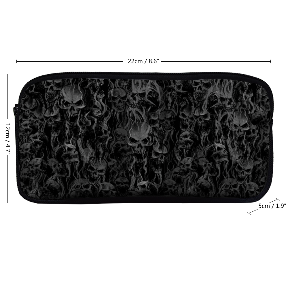 Smoke Skull Large Capacity  Stationery Pouch Pencil Holder Desk Organizer with Double Zipper