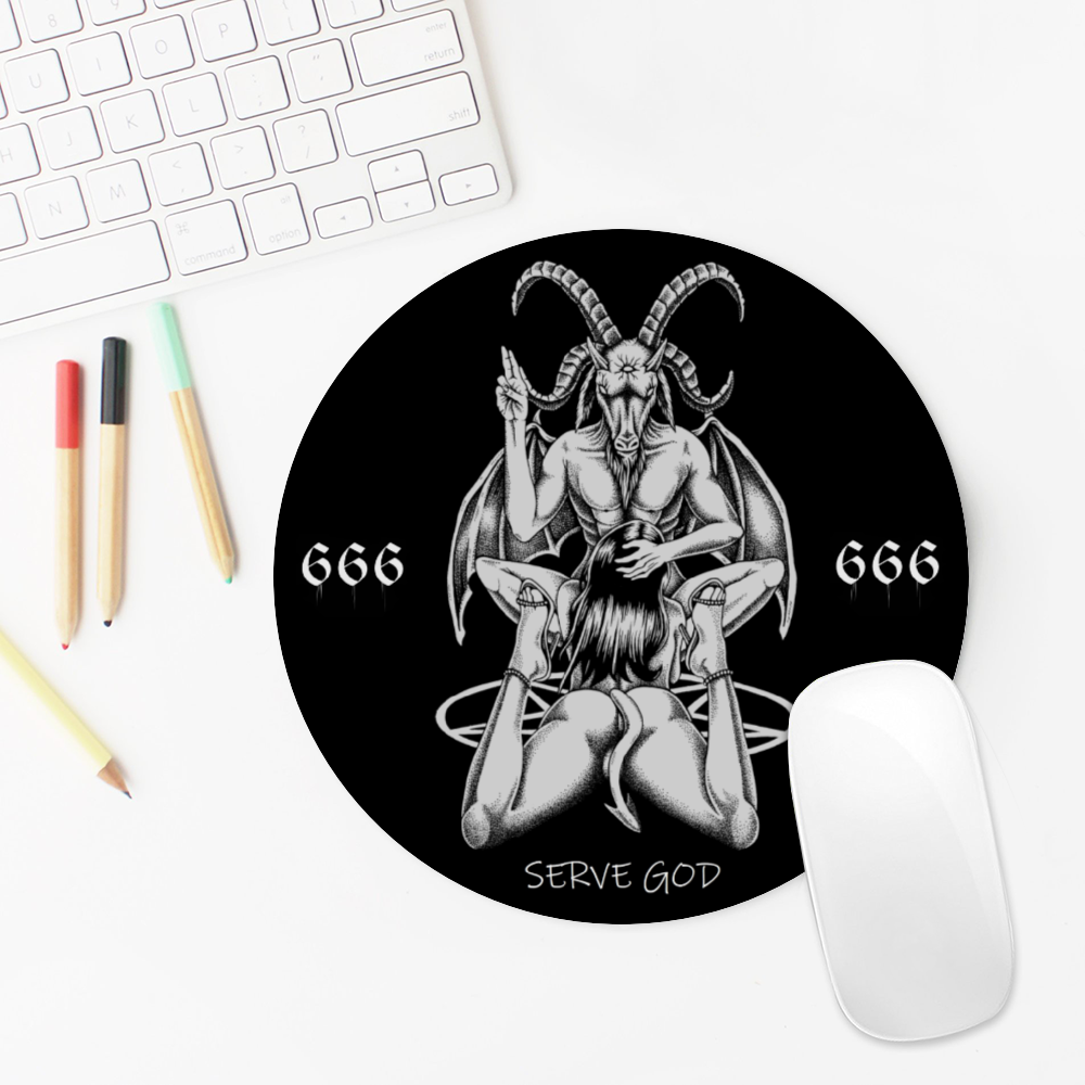 Baphomet Satanic Pentagram 666 Ultimate Bachelor Round Non-slip Waterproof Mouse Pad