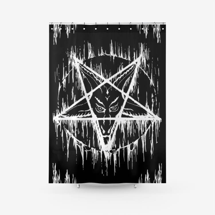 Satanic Pentagram Melting Version Textured Fabric Shower Curtain