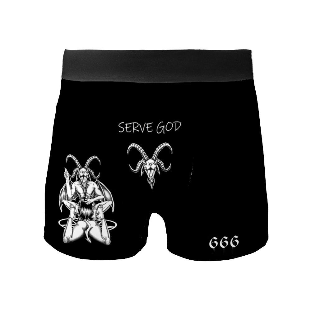 Satanic Goat Satanic Pentagram Lust God Serve God Men's Boxer Briefs