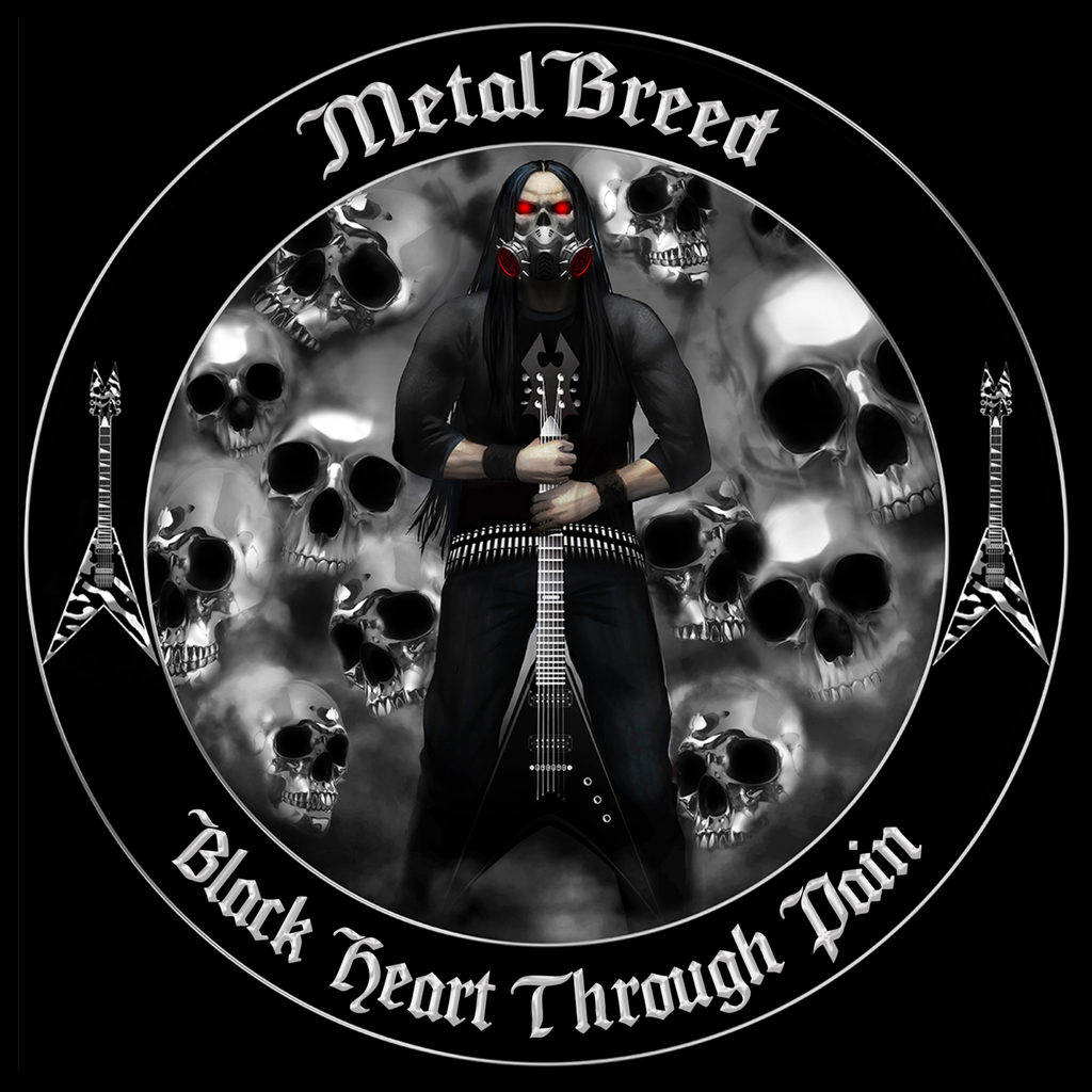 Black Heart Through Pain Black Link Black Leather Black Metal Mesh