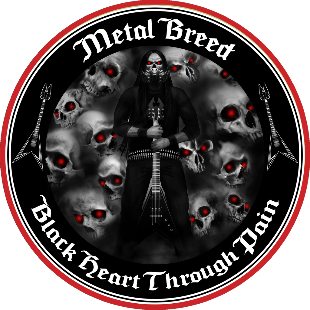 Black Heart Through Pain Black Link Black Leather White Leather Black Metal Mesh