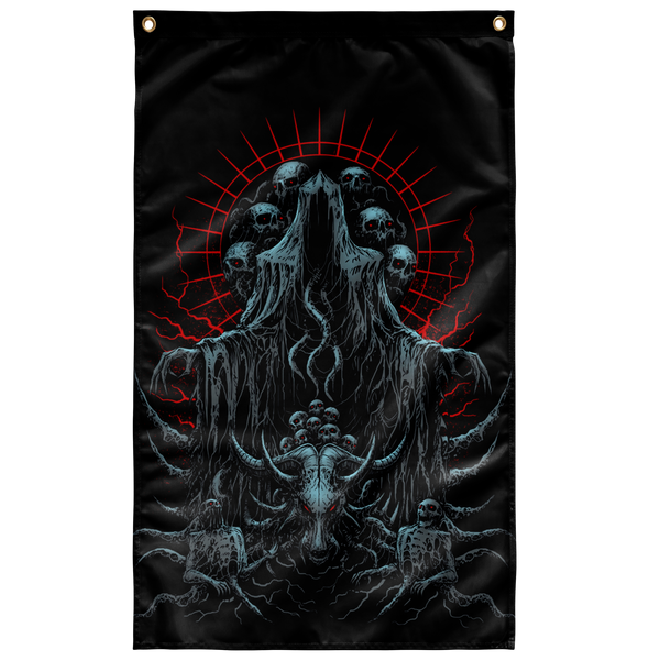 Skull Skeleton Satanic Goat Hooded Demon Wall Decoration Flag Color Ve ...