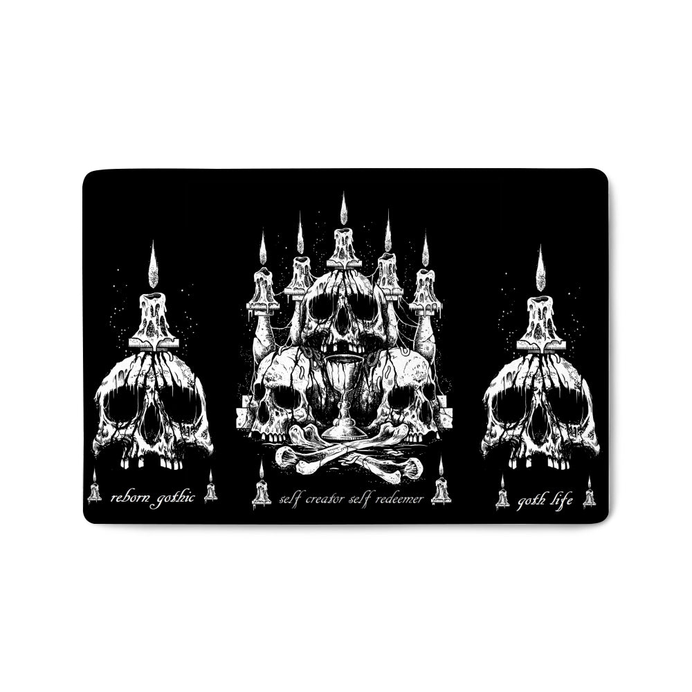 Skull Altar Reborn Gothic Self Creator Self Redeemer Goth Life Room Floor Mat