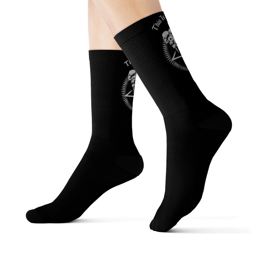 This Is How I roll Skull Pentagram Back Print Sublimation Socks Small Size Available By Request