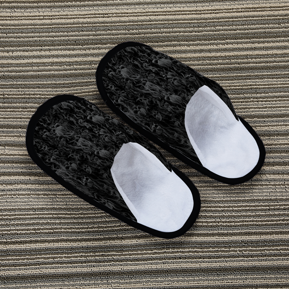 Smoke Skull Dark Version Adults' Flannel Slippers Warm Winter Slides