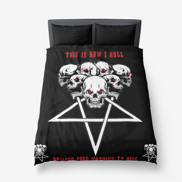 Skull Inverted Satanic Pentagram This Is How I Roll Rolling Free Nothing To Hide 3 Piece Set