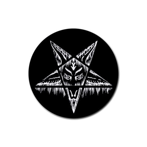 Satanic Drip Pentagram Rubber Round Coaster (4 pack)