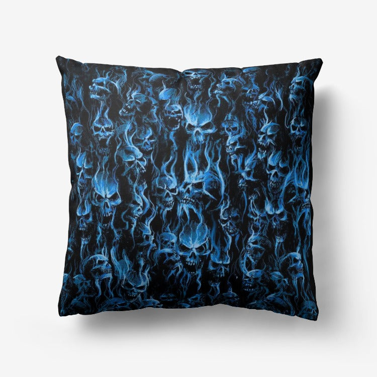 Exotic Blue Smoke Skull Hypoallergenic Throw Pillow