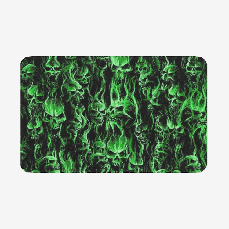 Exotic Green Smoke Skull Microfiber Chevron Non-Slip Soft Kitchen Mat Bath Rug Doormat