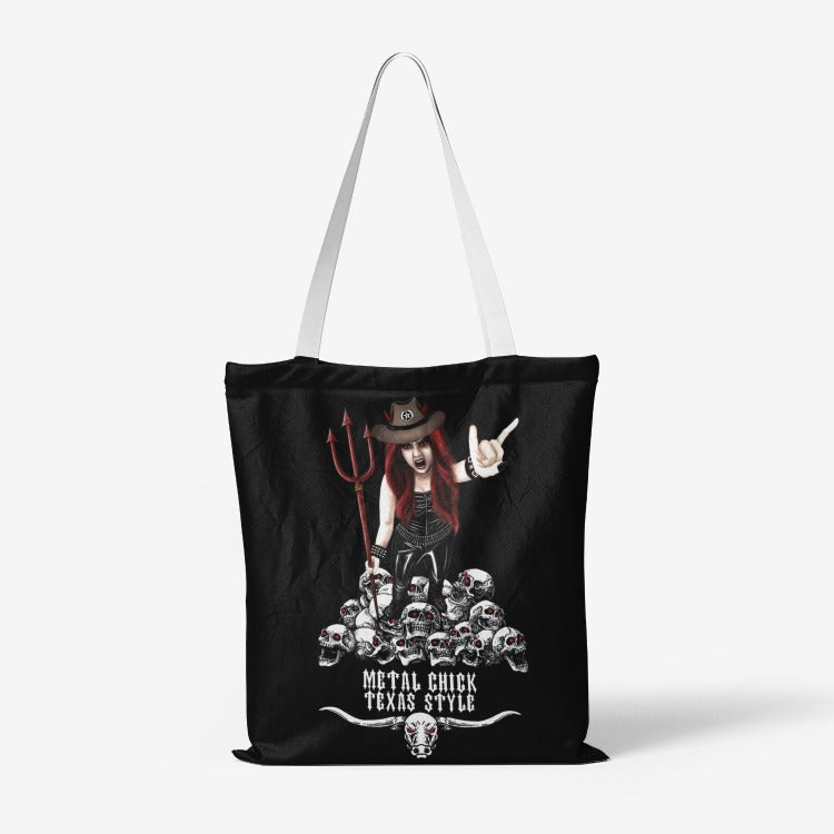 Texas Metal Chick Heavy Duty and Strong Natural Canvas Tote Bag