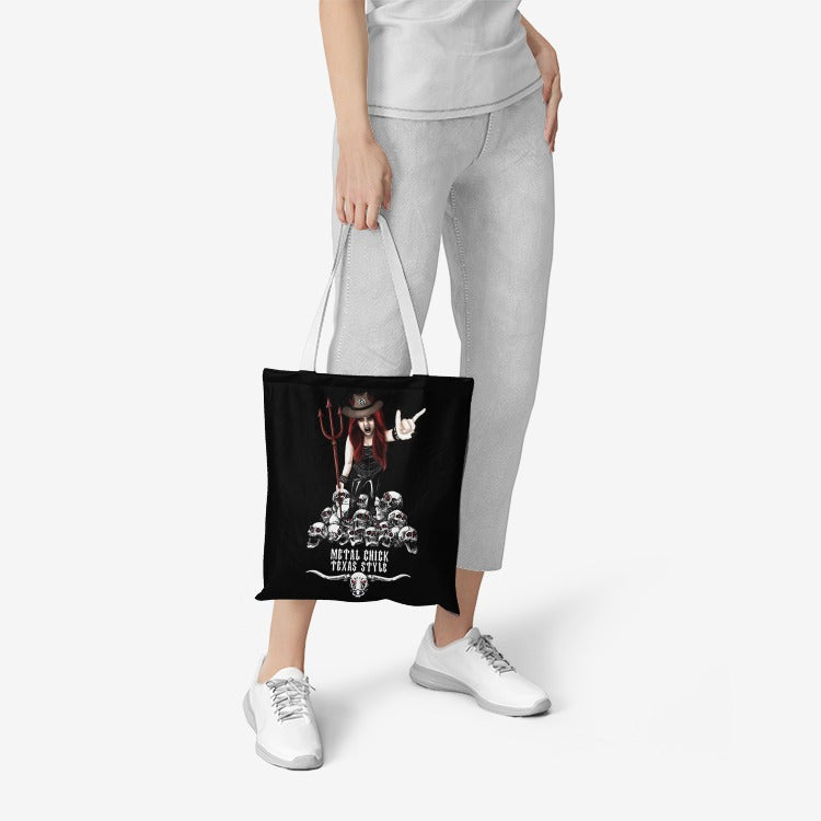Texas Metal Chick Heavy Duty and Strong Natural Canvas Tote Bag