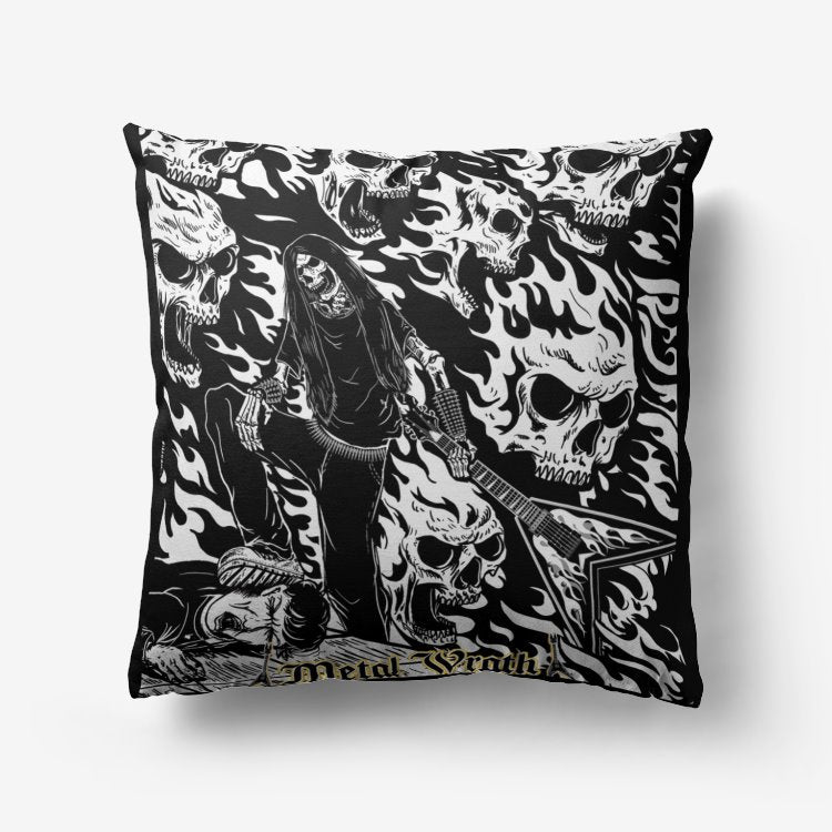 Metal Wrath Skull Guitar Premium Hypoallergenic Throw Pillow