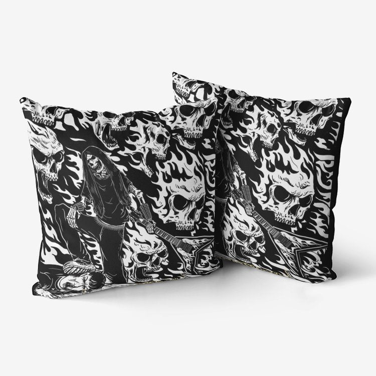 Metal Wrath Skull Guitar Premium Hypoallergenic Throw Pillow