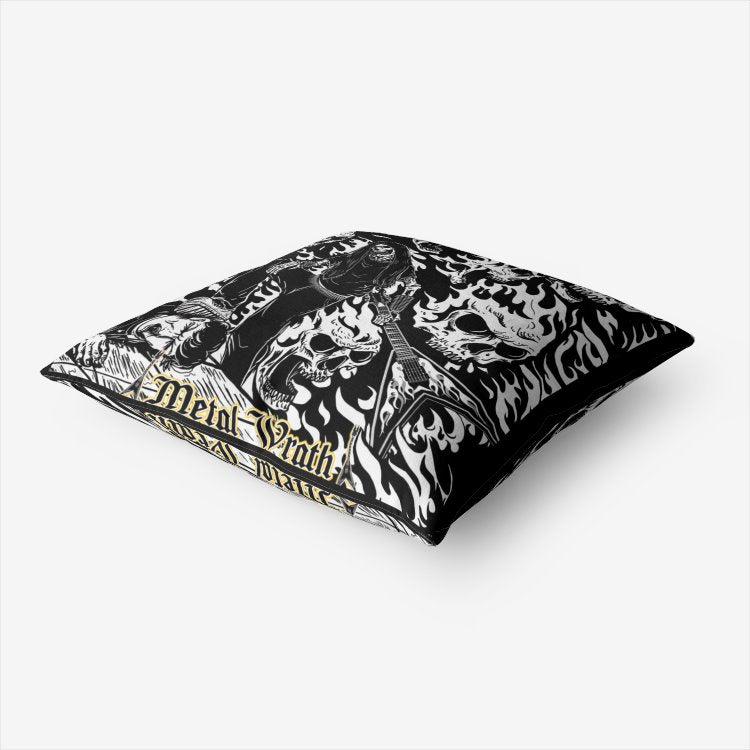 Metal Wrath Skull Guitar Premium Hypoallergenic Throw Pillow