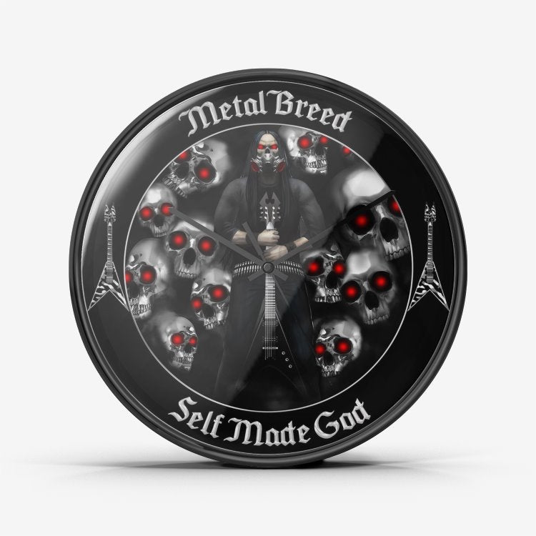 Metal Breed Self Made God Chrome Skull Red Eye Dark Cloud Wall Clock Silent Non Ticking Quality Quartz