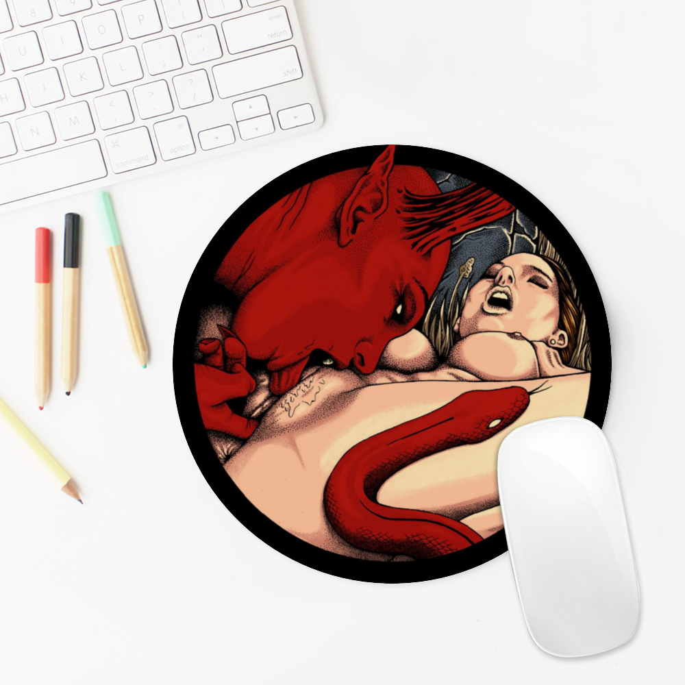 Satanic Serpent Satan's Eden Non-Slip Round Mouse Pad, Non-Slip  7.9" x 7.9"