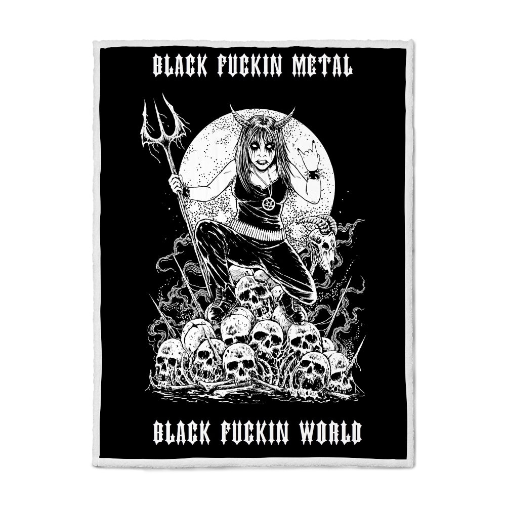 black Metal Skull Pentagram Devil Chick Big Size Bed Covering Blanket